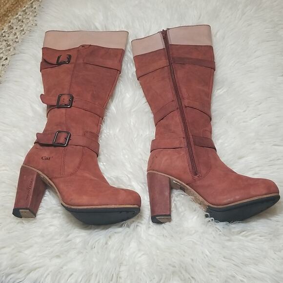 Cat Caterpillar Shonelle Knee high Distressed Leather CAT Boots - Picture 5 of 8